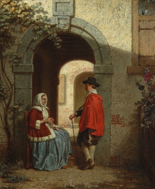 The Conversation by Antoon Francois Heijligers, 1859